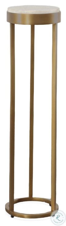 Rae White Rock Crystal Stone And Satin Brass Accent Table