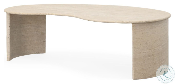 Anders Almond Travertine Stone Cocktail Table
