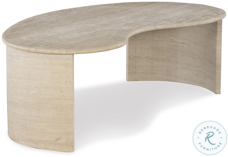 Anders Almond Travertine Stone Cocktail Table