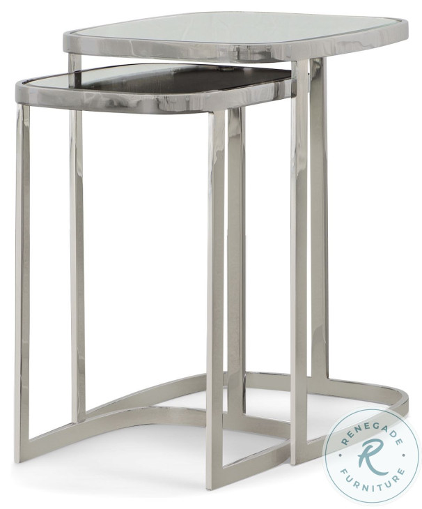 Bohdi Clear Mirror And Polished Nickel Nesting Tables
