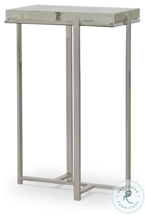 Cori Cast Glass And Polished Nickel Accent Table