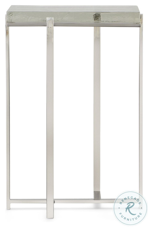 Cori Cast Glass And Polished Nickel Accent Table