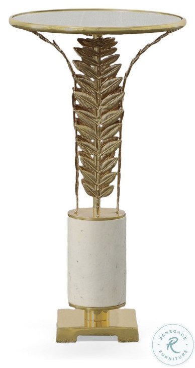 Arlo Brass And White Grey Accent Table