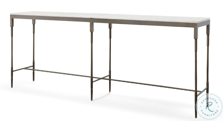 Holland White Grey Marble And Bronze Console Table