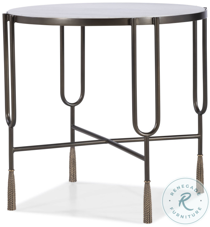 Harmon White Carrara Marble And Oil Rubbed Bronze Side Table