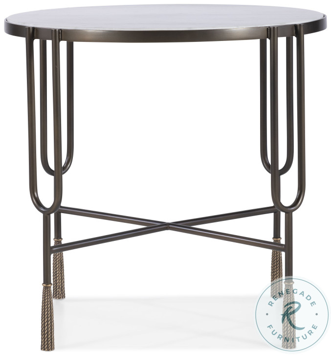 Harmon White Carrara Marble And Oil Rubbed Bronze Side Table