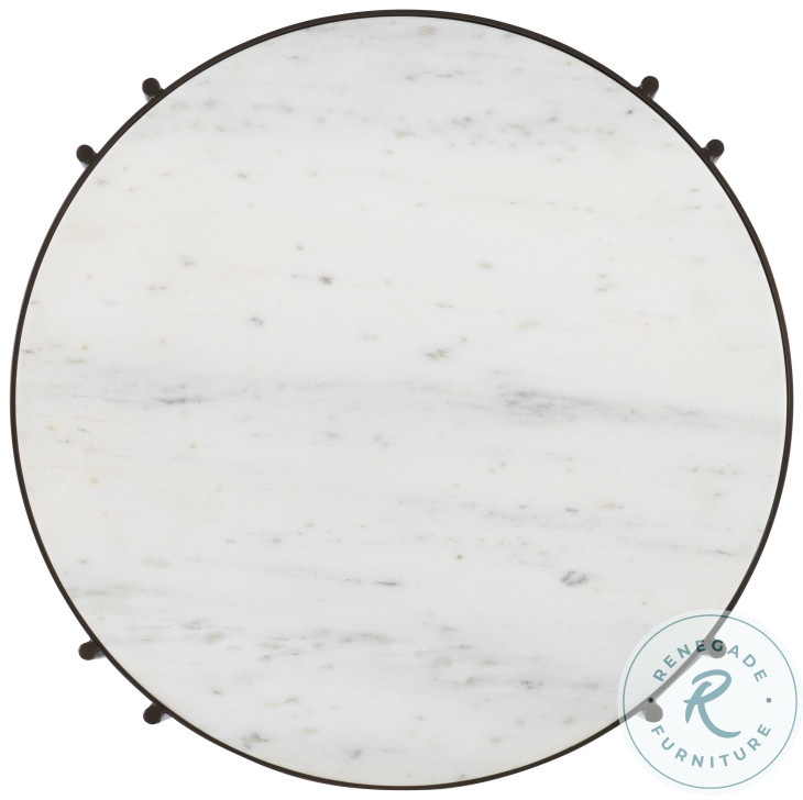 Harmon White Carrara Marble And Oil Rubbed Bronze Side Table