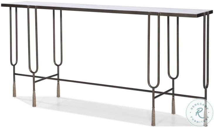Harmon White Carrara Marble And Oil Rubbed Bronze Console Table