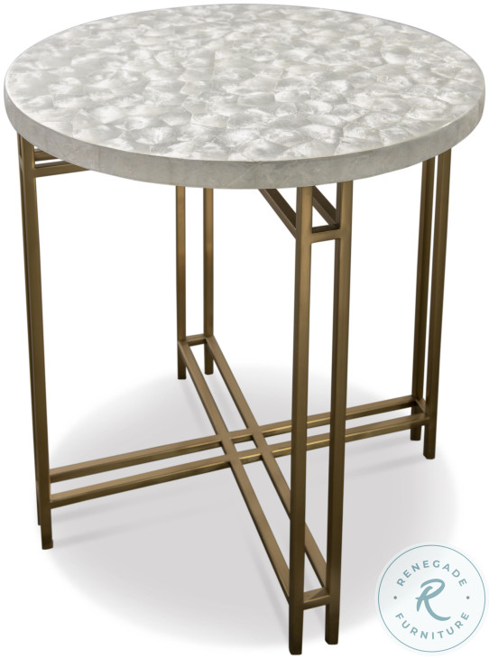 Carter White Capiz Shell Accent Table