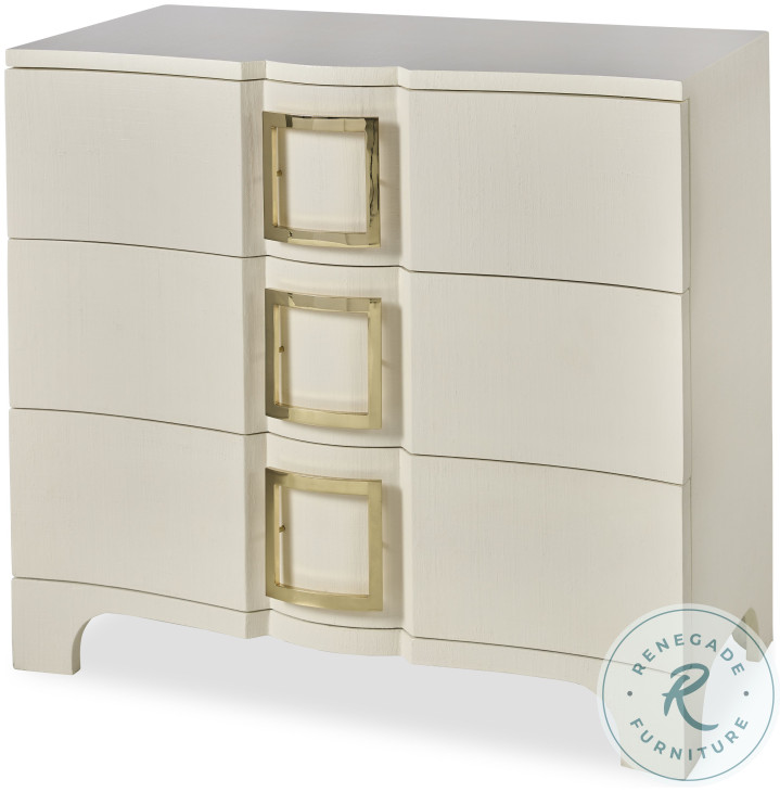 Callie White Raffia 3 Drawer Chest