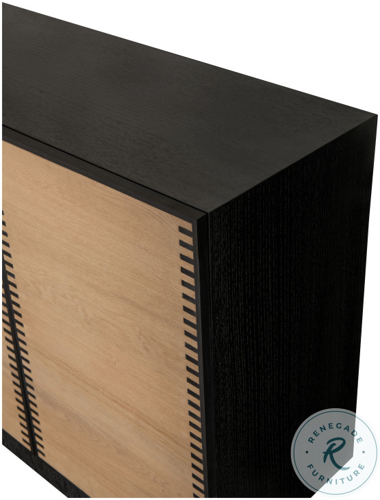 Wayland Black Cerused And Natural Large Media Console