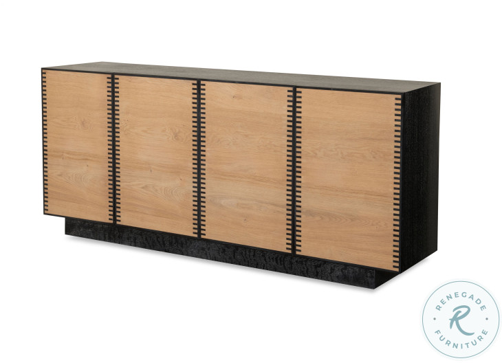 Wayland Black Cerused And Natural Small Media Console