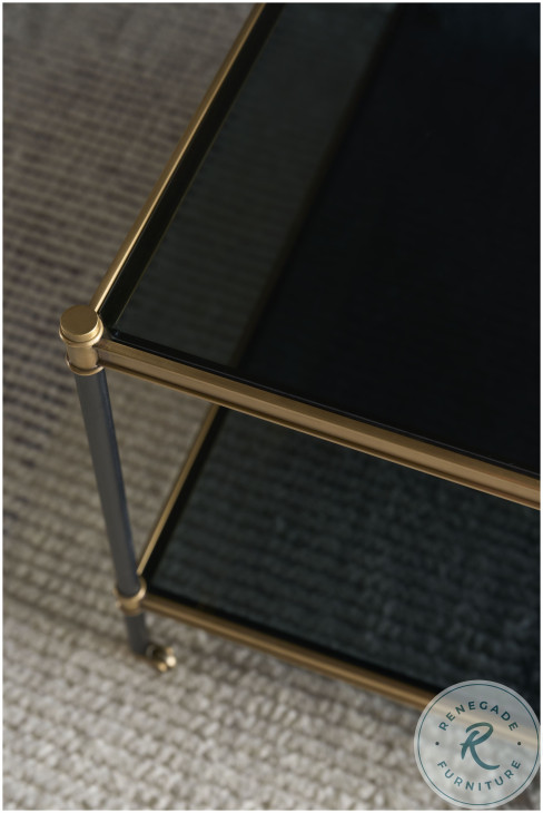 Asher Smoke Grey Glass And Brass Cocktail Table