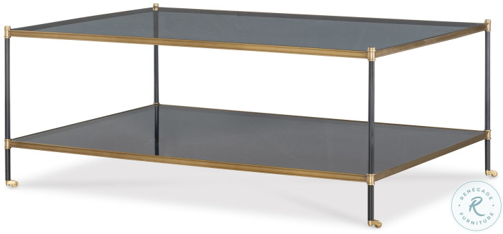 Asher Smoke Grey Glass And Brass Cocktail Table
