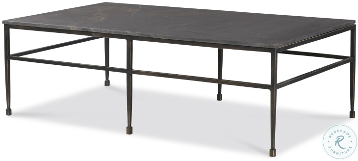 Orvieto Honed Graffito Marble And Bronze Cocktail Table