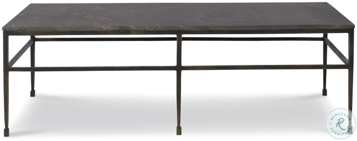 Orvieto Honed Graffito Marble And Bronze Cocktail Table