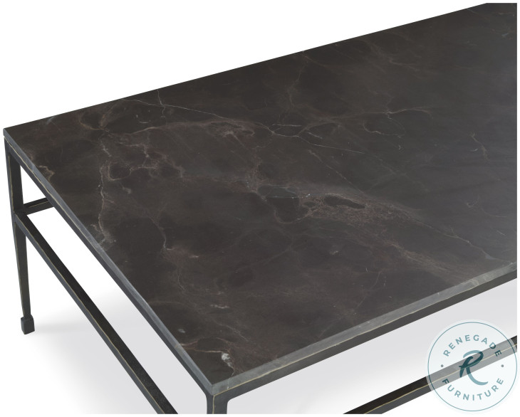 Orvieto Honed Graffito Marble And Bronze Cocktail Table