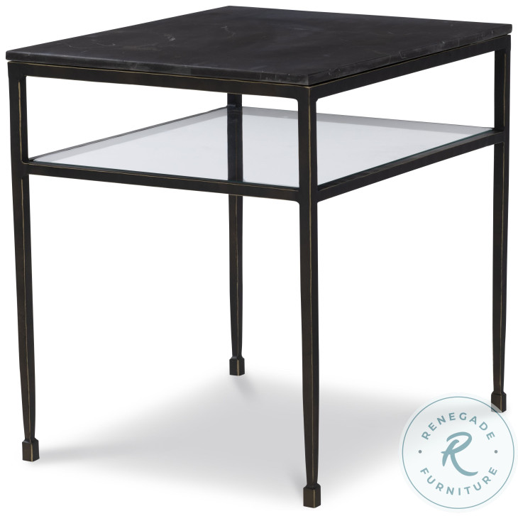 Orvieto Honed Graffito Marble And Bronze Lamp Table