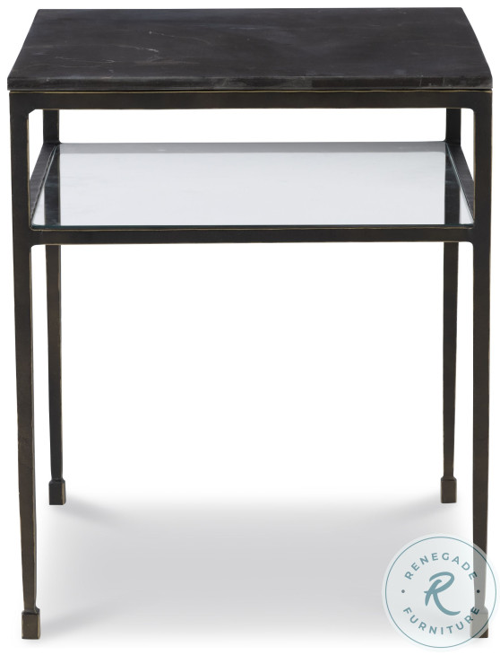 Orvieto Honed Graffito Marble And Bronze Lamp Table