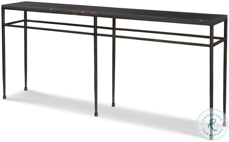 Orvieto Honed Graffito Marble And Bronze Console Table