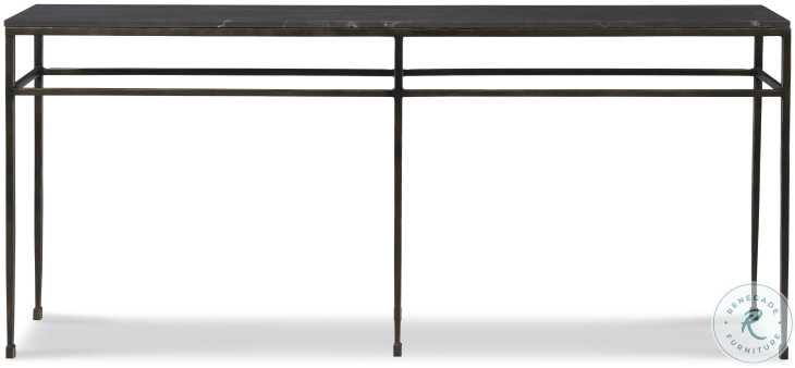 Orvieto Honed Graffito Marble And Bronze Console Table