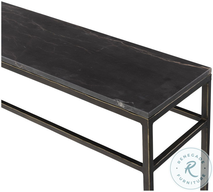 Orvieto Honed Graffito Marble And Bronze Console Table