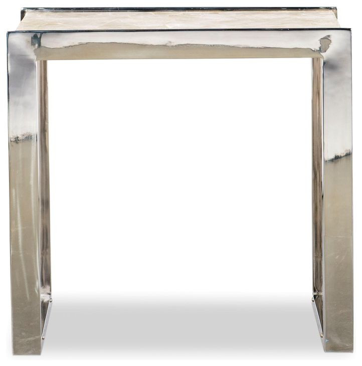 Grand Tour Furniture White and Silver Rectangular Quartz Top Samantha Lamp Table