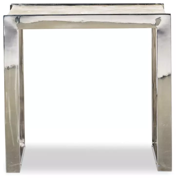 Grand Tour Furniture White and Silver Rectangular Quartz Top Samantha Lamp Table