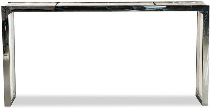 Grand Tour Furniture White and Silver Rectangular Quartz Top Samantha Console Table