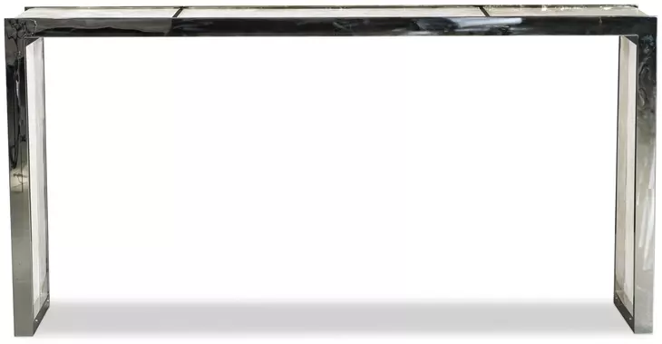 Grand Tour Furniture White and Silver Rectangular Quartz Top Samantha Console Table