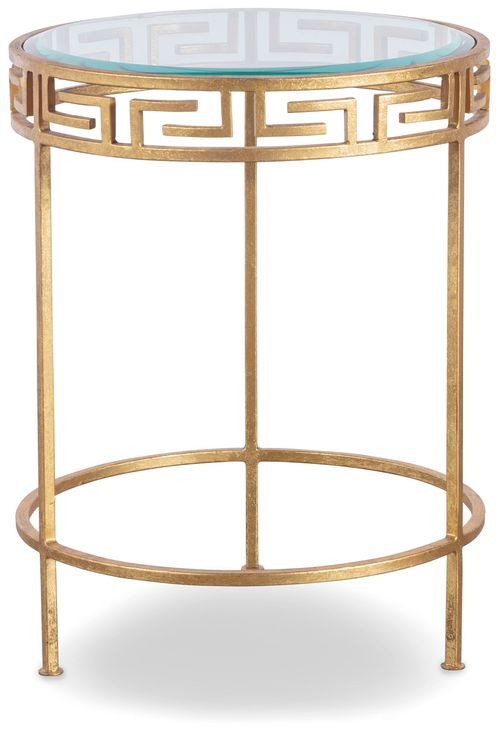Grand Tour Furniture Gold Round Glass Top Barnet Side Table