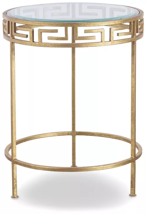Grand Tour Furniture Gold Round Glass Top Barnet Side Table