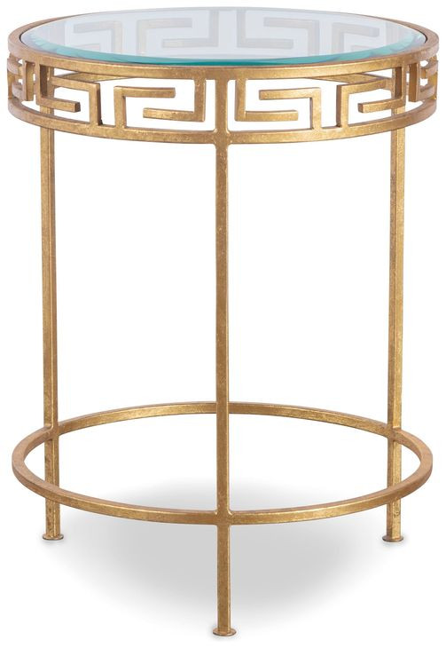 Grand Tour Furniture Gold Round Glass Top Barnet Side Table