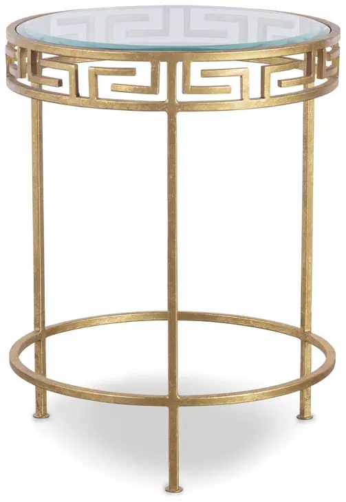 Grand Tour Furniture Gold Round Glass Top Barnet Side Table