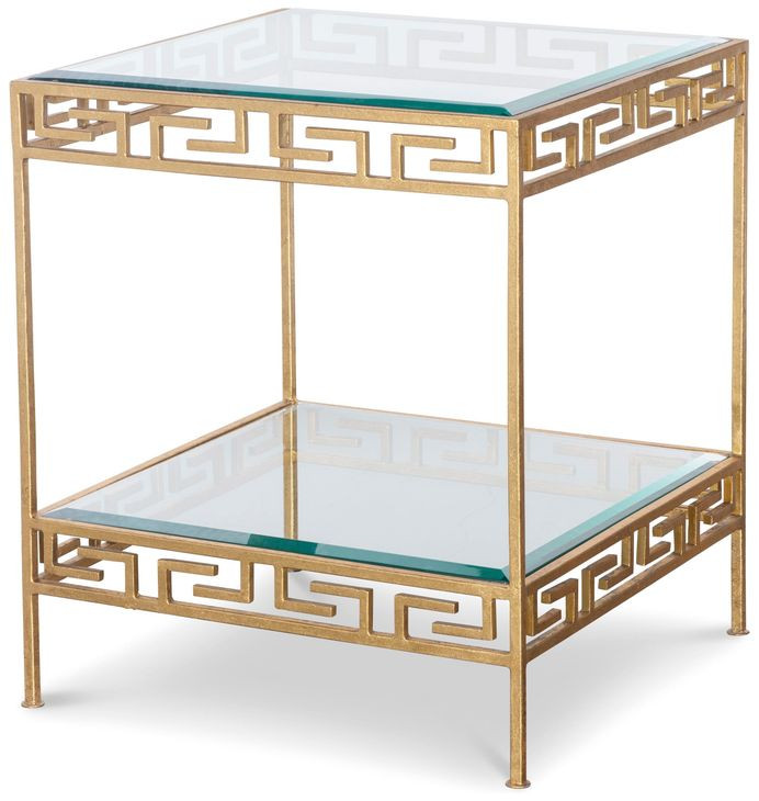 Grand Tour Furniture Gold Square Glass Top Barnet Lamp Table