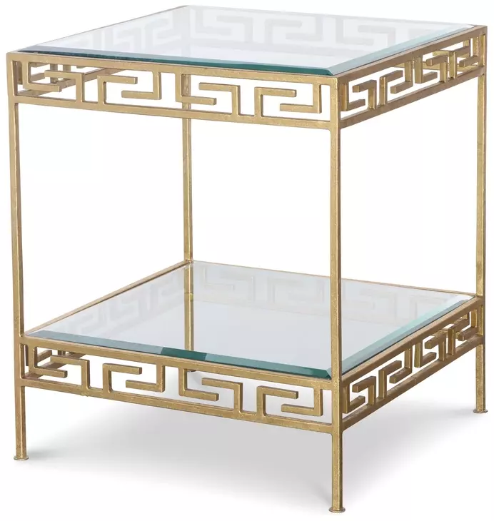 Grand Tour Furniture Gold Square Glass Top Barnet Lamp Table