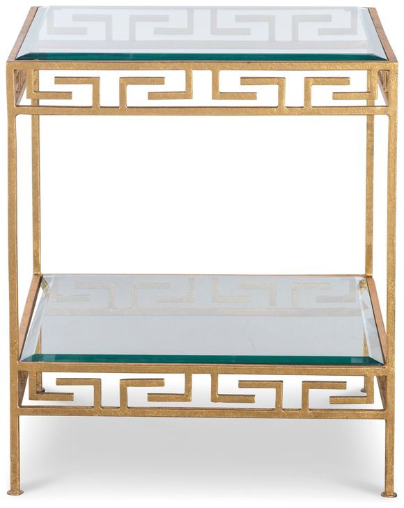 Grand Tour Furniture Gold Square Glass Top Barnet Lamp Table