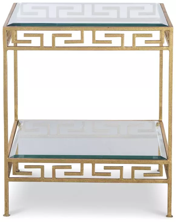 Grand Tour Furniture Gold Square Glass Top Barnet Lamp Table