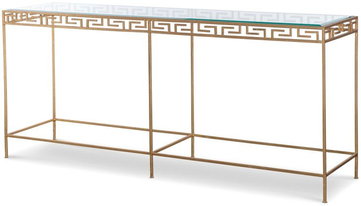 Grand Tour Furniture Gold Rectangular Glass Top Barnet Console Table