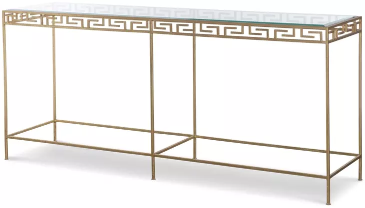 Grand Tour Furniture Gold Rectangular Glass Top Barnet Console Table