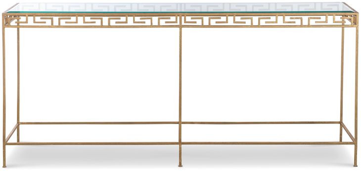 Grand Tour Furniture Gold Rectangular Glass Top Barnet Console Table