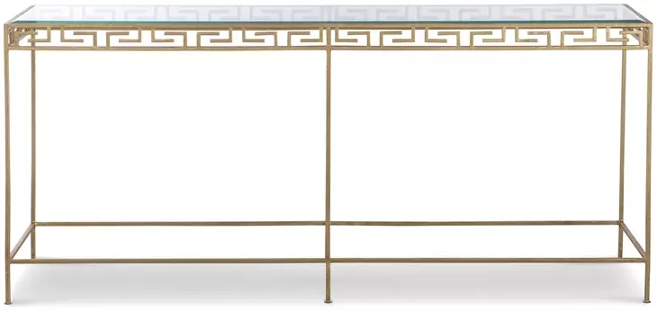 Grand Tour Furniture Gold Rectangular Glass Top Barnet Console Table