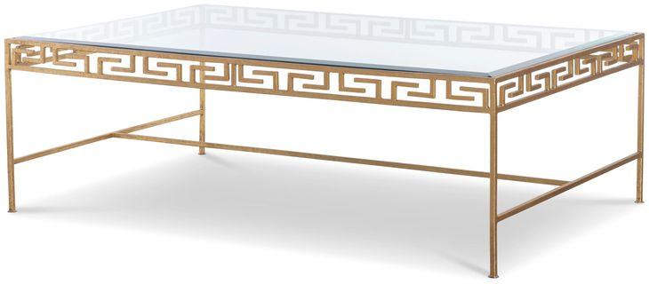 Grand Tour Furniture Gold Rectangular Glass Top Barnet Cocktail Table