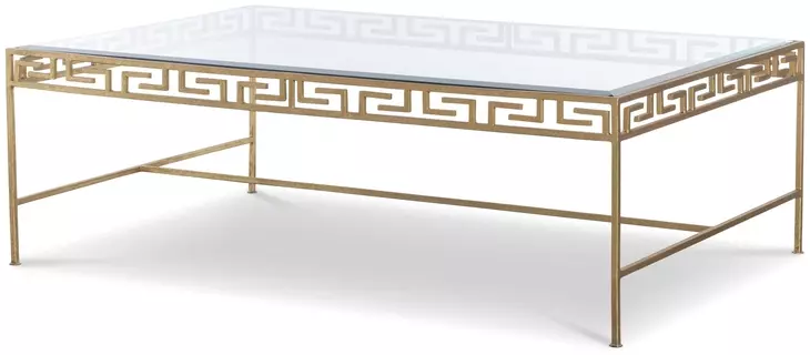 Grand Tour Furniture Gold Rectangular Glass Top Barnet Cocktail Table
