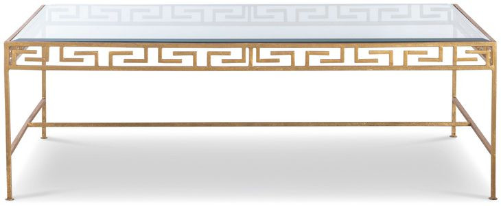 Grand Tour Furniture Gold Rectangular Glass Top Barnet Occasional Table Set