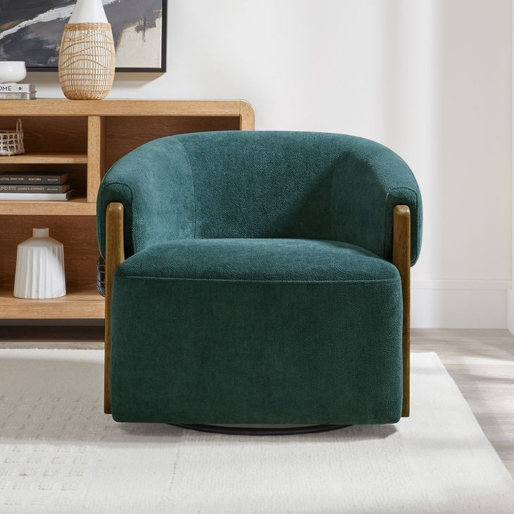 Finley Island Teal Swivel Accent Chair