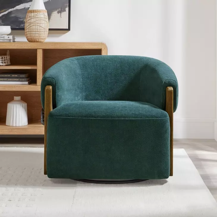 Finley Island Teal Swivel Accent Chair