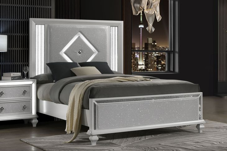 Stardust Upholstered Panel Bedroom Set with LED