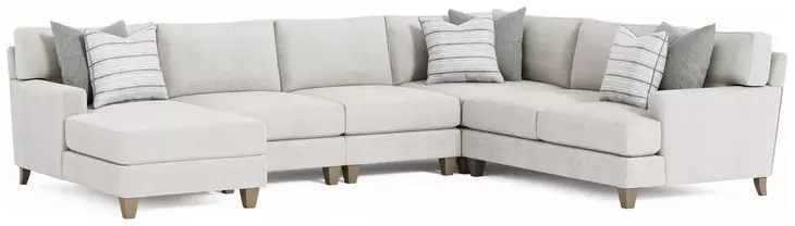 Mila Beige 5 Piece Modular Sectional with LAF Chaise and Pillows