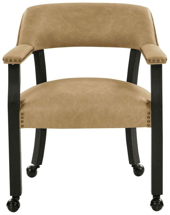 Rylie Black Captains Chair with Casters and Nailhead Trim